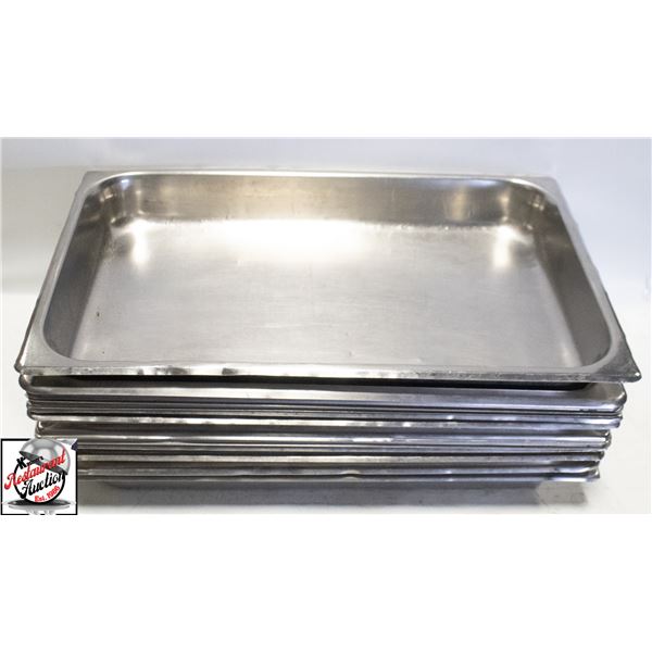 13 - FULL SIZED 2.5" DEEP STAINLESS STEEL PANS