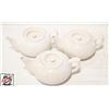 Image 1 : 3 - 2 CUP WHITE CERAMIC TEA POTS