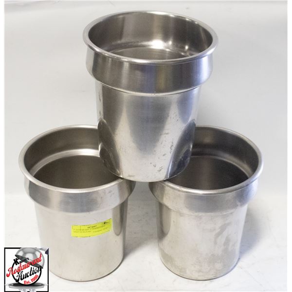 3 - 4-1/8 QUART 7" DIAMETER 8" DEEP S/S ROUND