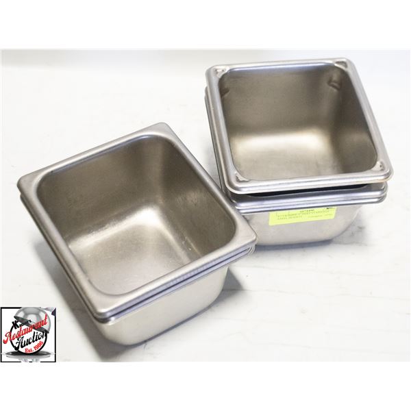 5 - 1/8 SIZED 4" DEEP STAINLESS STEEL INSERTS