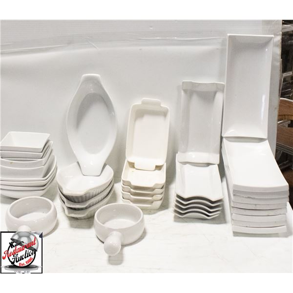 ASSORTED WHITE CERAMIC CROCKERY, INCLUDES