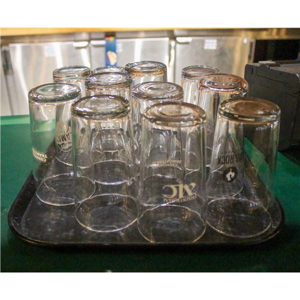 TRAY OF ASSORTED BEER GLASSES