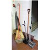 Image 1 : LOT OF ASSORTED BROOMS, DUSTPANS, MOP & SHOVEL