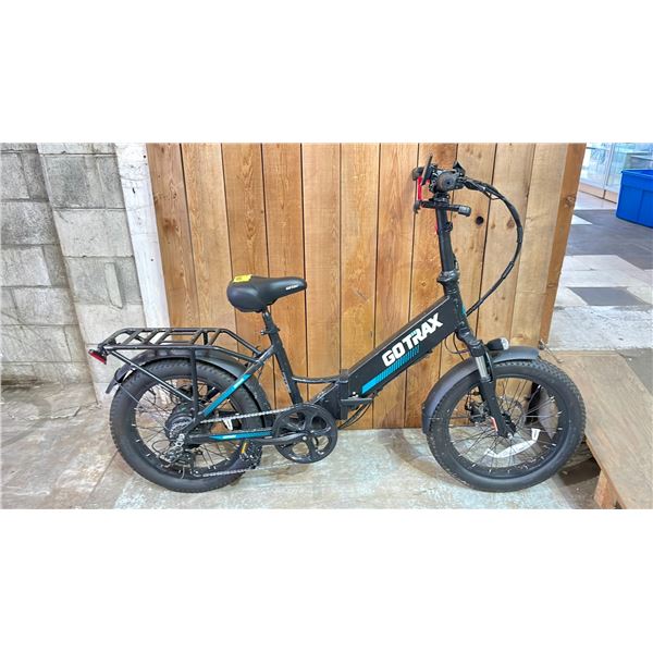 GOTRAX FOLDING 7 SPEED E-BIKE WITH BATTERY (NO KEY, NO CHARGER, CRACK IN SCREEN, UNKNOWN WORKING