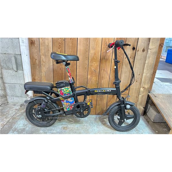 SCHAMO HAPPY TRAVEL BLACK SINGLE SPEED E BIKE *NO KEY, NO CHARGER, WORKING CONDITION UNKNOWN*