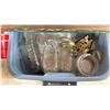 Image 2 : TOTE OF ASSORTED SIZE CANNING JARS & BOX OF DOUBLE WALL INSULATED CUPS