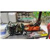 Image 2 : SHELF OF ASSORTED TOOLS INCLUDING; CABLE/WINCH PULLERS, FIRE HOSE, GAS CHAINSAW & MORE