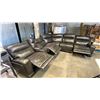 Image 9 : *TESTED WORKING* 6-PC LEATHER ELECTRIC RECLINING SECTIONAL SOFA WITH CUPHOLDERS & STORAGE
