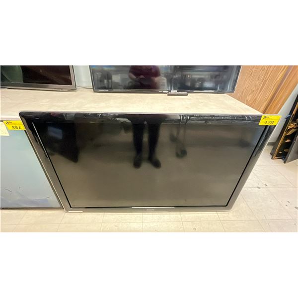 PHILIPS 55" TV WITH ATTACHED WALL MOUNT BRACKET (NO POWER CORD, NO REMOTE, NO STAND, UNKNOWN WORKING