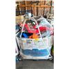 Image 1 : PALLET OF ASSORTED ITEMS INCLUDING; KIDS RIDE ON CAR, WASTE BIN, FLOOR FAN & MORE (UNKNOWN WORKING