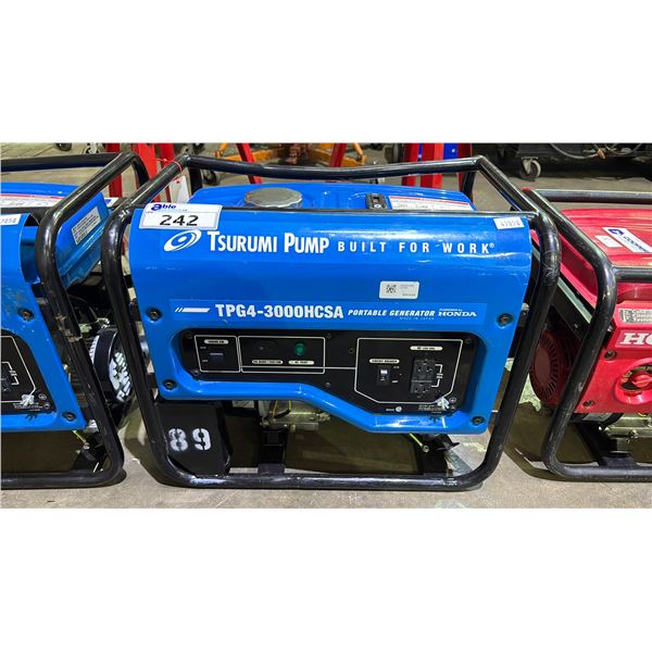 TSURUMI PORTABLE TPG4-3000HCSA ENGINE DRIVEN GENERATOR WITH HONDA GX160T2 ENGINE