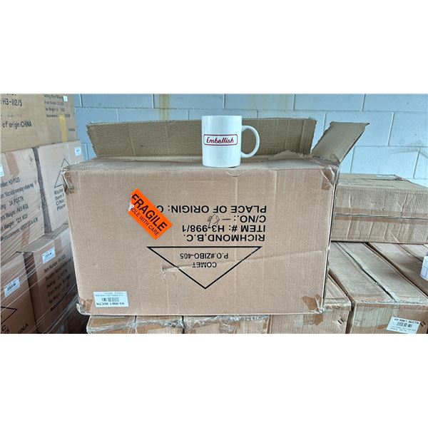 1 CASE OF 11OZ "EMBELLISH" LOGO MUGS ( 36 PER CASE )