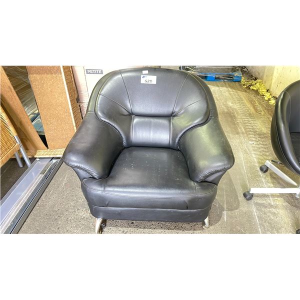 BLACK LEATHER-LOOK ARM CHAIR
