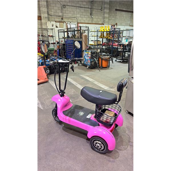 BINRAY PINK 3 WHEEL ELECTRIC SCOOTER WITH KEYS & CHARGER - Able
