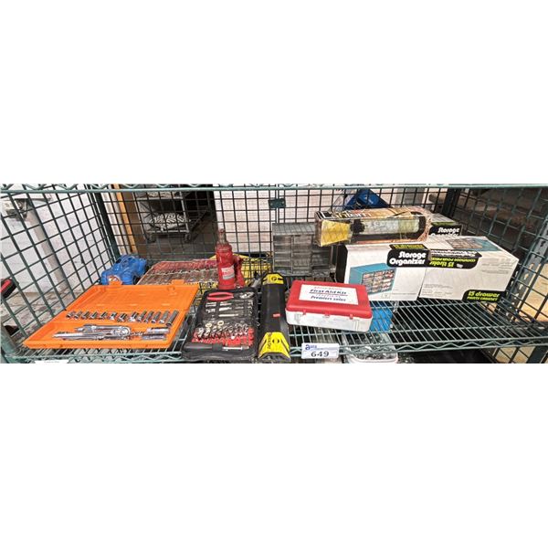 15-DRAWER PARTS STORAGE ORGANIZER *QTY 4* / FLUORESCENT LANTERN / JOHNSON-JOHNSON FIRST AID KIT /