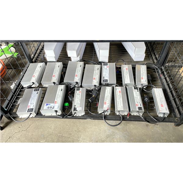 SHELF OF ASSORTED POWER SUPPLIES
