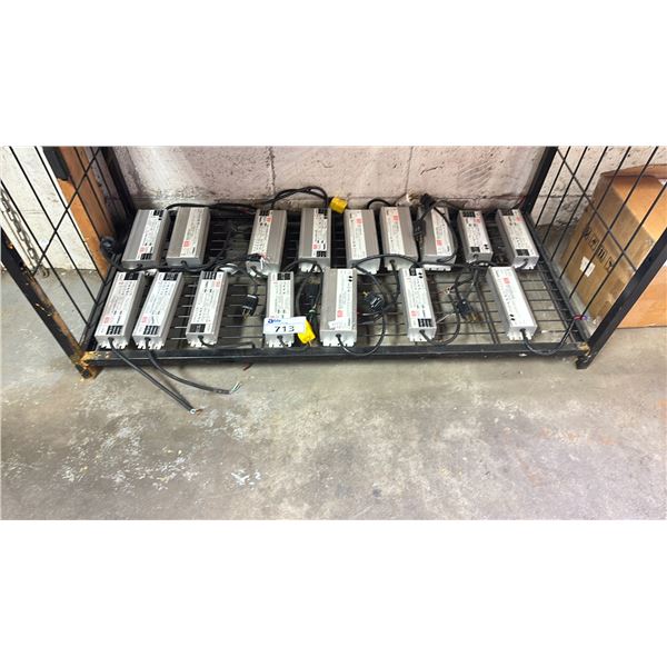 SHELF OF ASSORTED POWER SUPPLIES