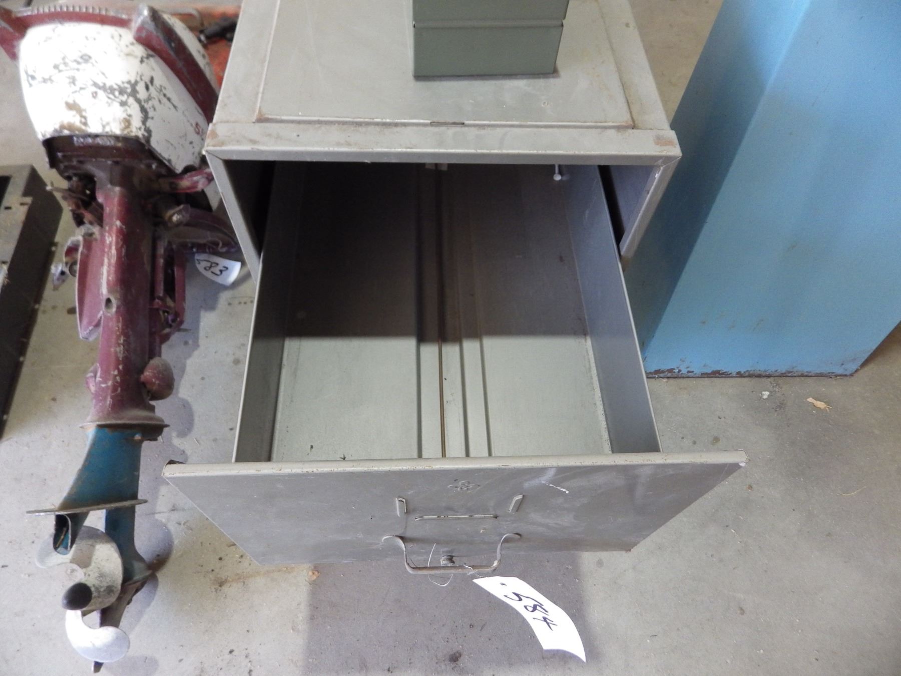 Metal stacking file cabinets.