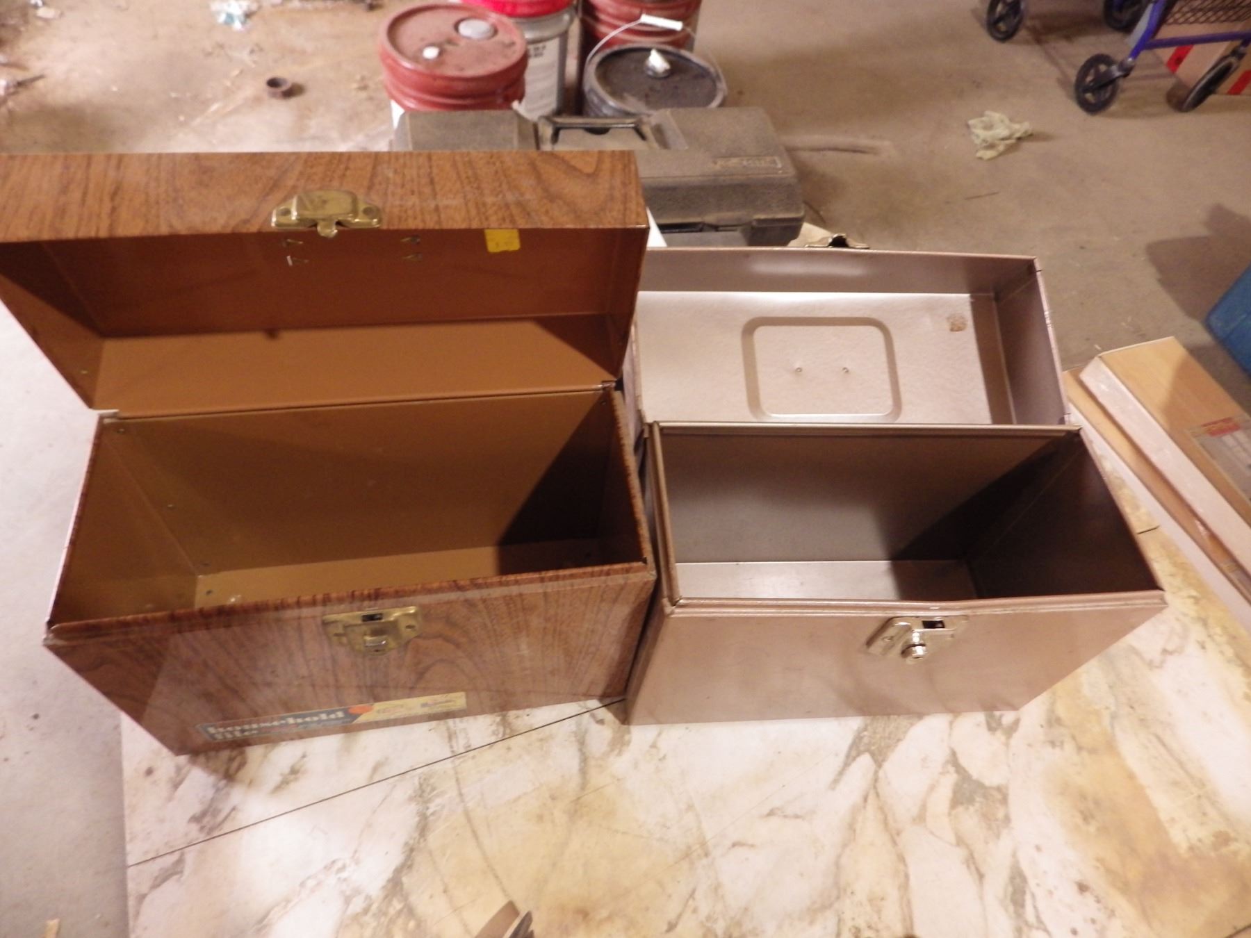 Metal file storage cases.