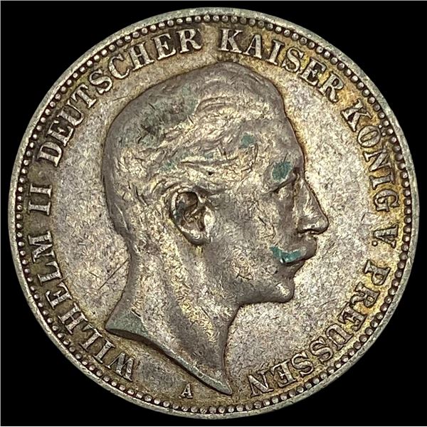 1909-A Germny Silver 3 ReichsMark NEARLY UNCIRCULATED