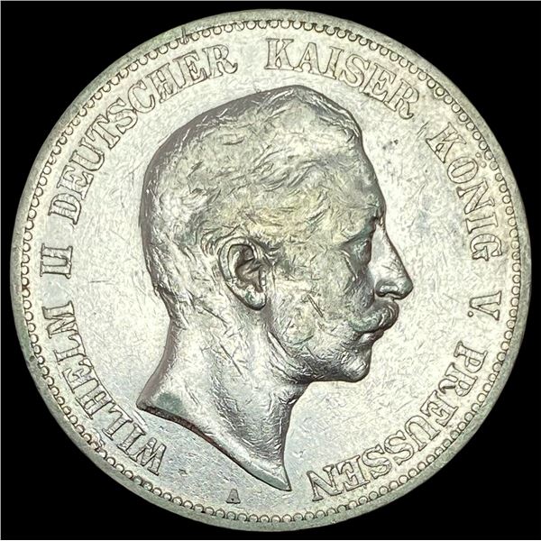 1898-A Prussia Silver 5 Reichsmark NEARLY UNCIRCULATED