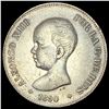 1890 Spain 5 Silver Pesetas NEARLY UNCIRCULATED