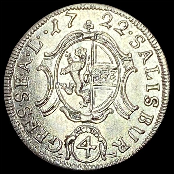 1722 AU Salzburg Silver 4 Kreuzer UNCIRCULATED