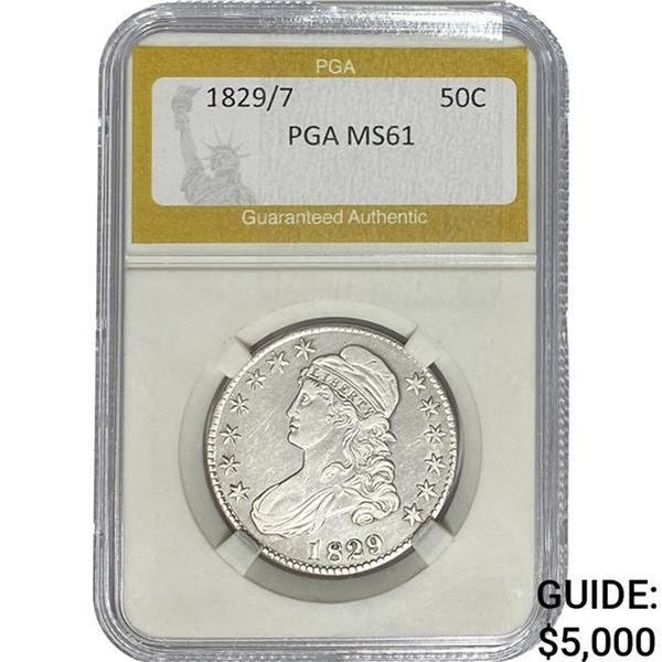 1829/7 Capped Bust Half Dollar PGA MS61