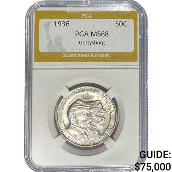 1936 Gettysburg Commemorative Half Dollar PGA MS68