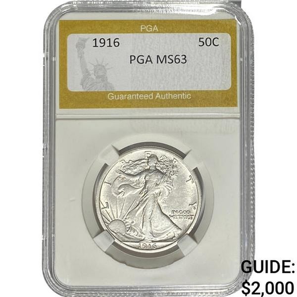 1916 Walking Liberty Half Dollar PGA MS63