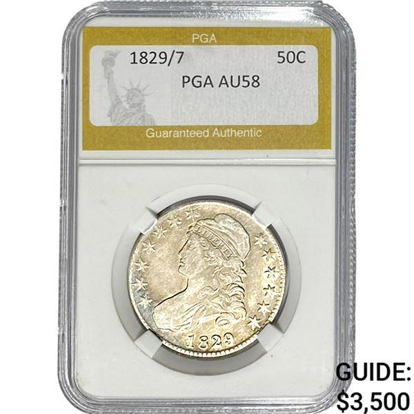 1829/7 Capped Bust Half Dollar PGA AU58