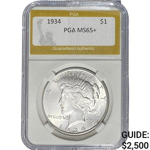 1934 Silver Peace Dollar PGA MS65+