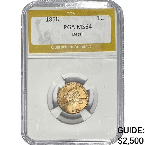 1858 Flying Eagle Cent PGA MS64 Detail