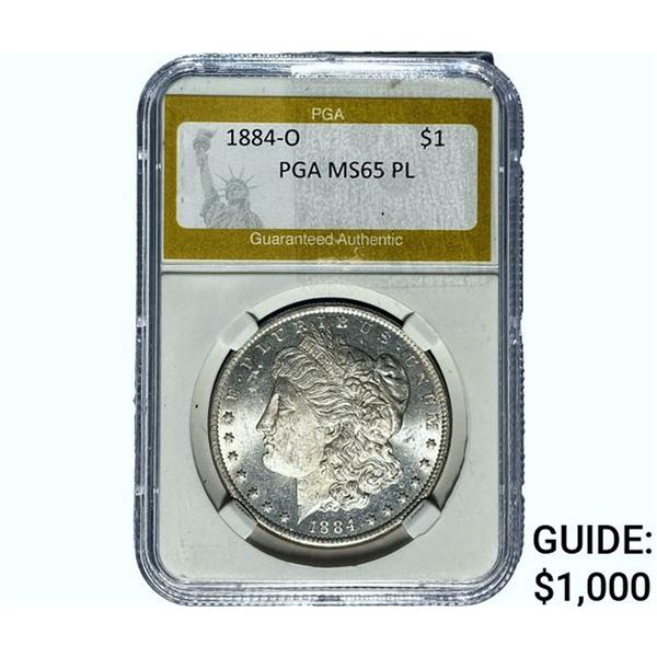 1884-O Morgan Silver Dollar PGA MS65 PL