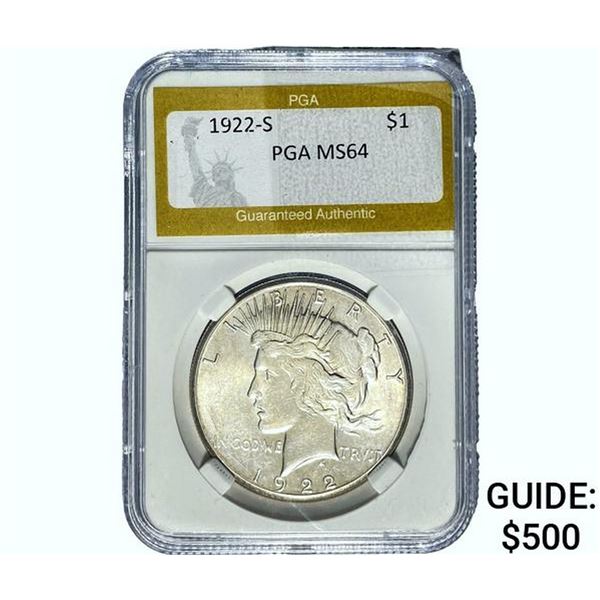 1922-S Silver Peace Dollar PGA MS64