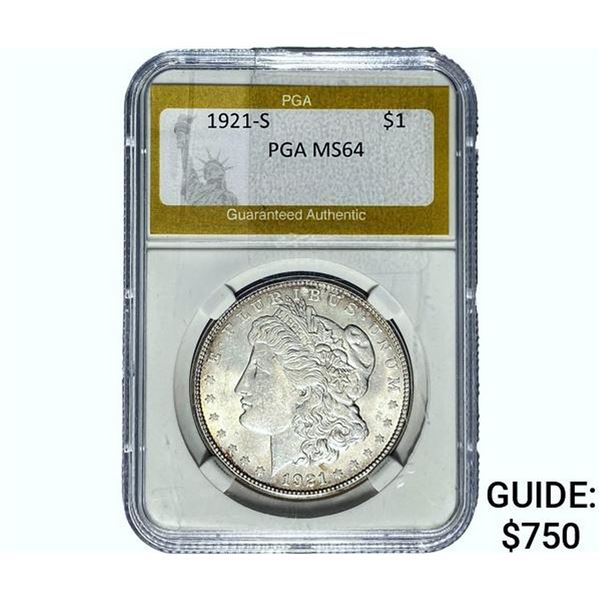 1921-S Morgan Silver Dollar PGA MS64