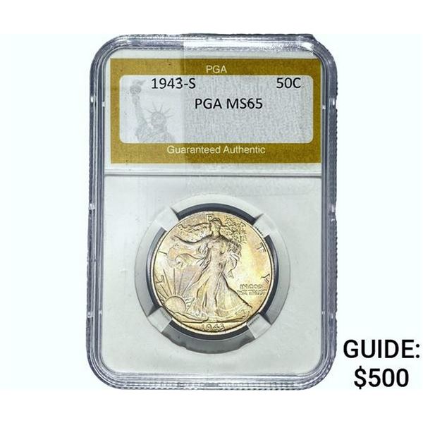 1943-S Walking Liberty Half Dollar PGA MS65