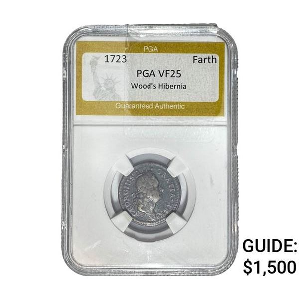 1723 Wood's Hibernia Farthing PGA VF25