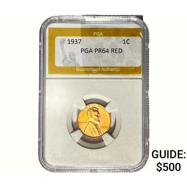 1937 Wheat Cent PGA PR64 Red
