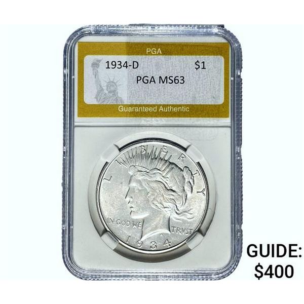 1934-D Silver Peace Dollar PGA MS63