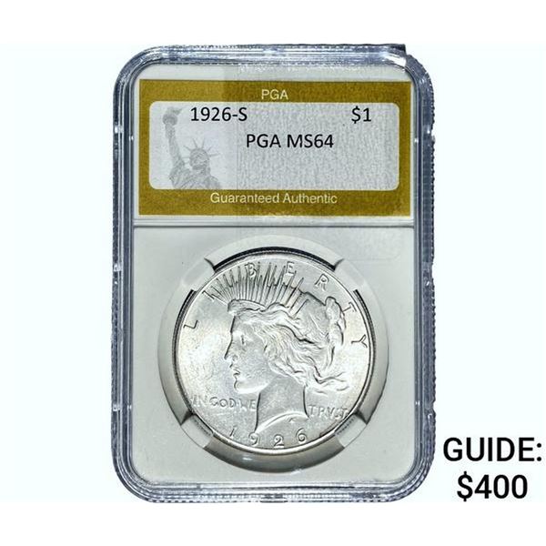 1926-S Silver Peace Dollar PGA MS64