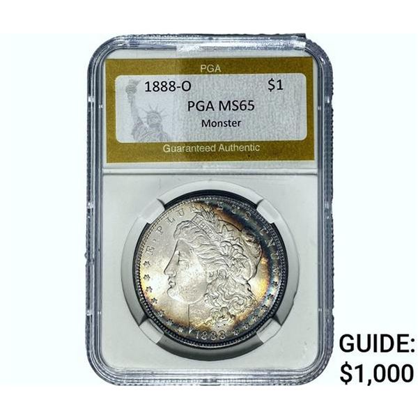 1888-O Morgan Silver Dollar PGA MS65 Monster
