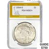 1934-D Peace Silver Dollar PGA MS63+