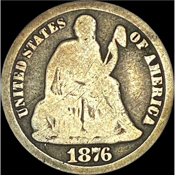 1876-CC Silver Seated Liberty Dime NICELY CIRCULATED