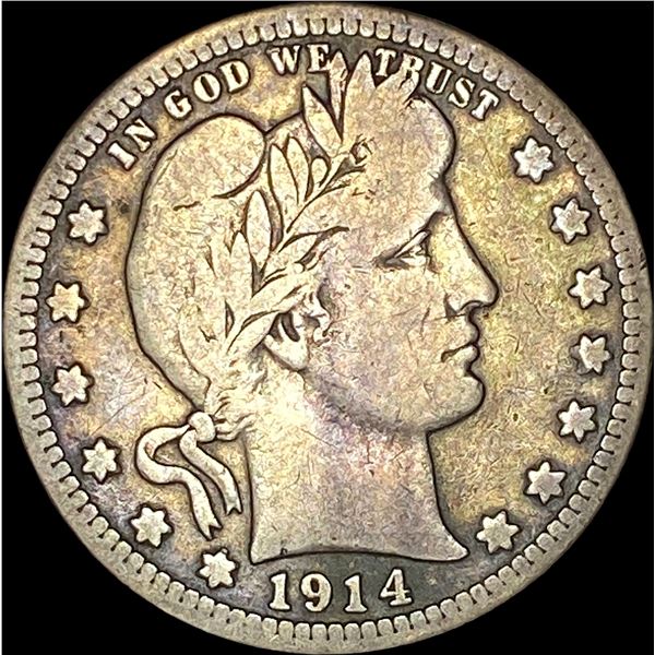 1914-S Silver Barber Quarter LIGHTLY CIRCULATED