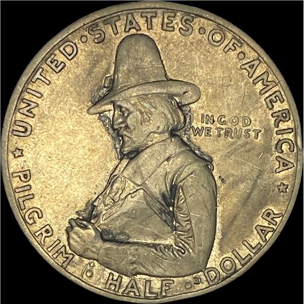 1920-D Silver Pilgrim Half Dollar LIGHTLY CIRCULATED