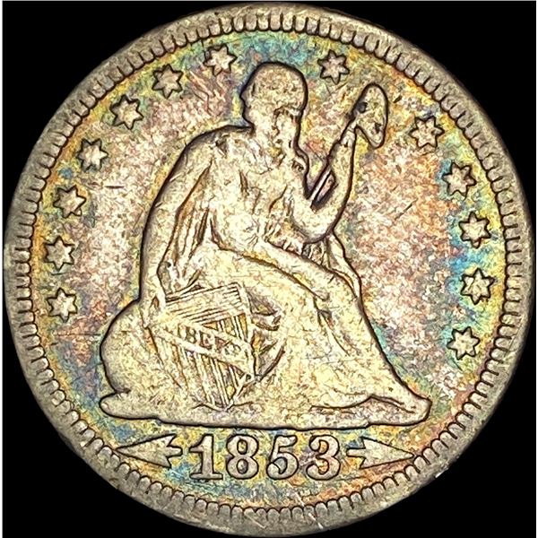 1853 Arrows/Rays Seated Liberty Quarter LIGHTLY CIRCULATED