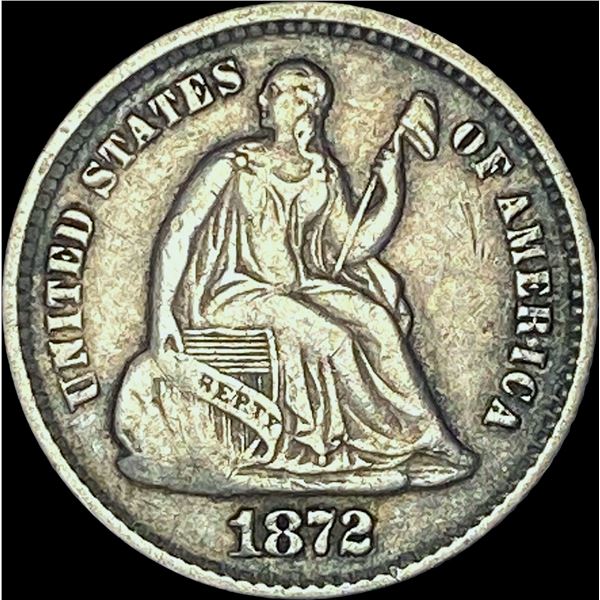 1872 Seated Liberty Half Dime CHOICE AU
