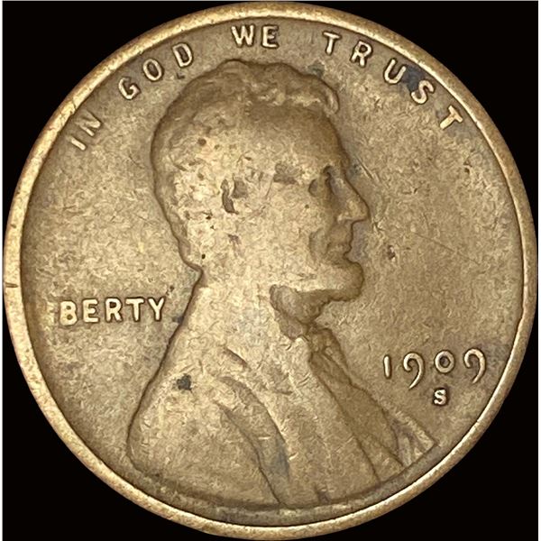 1909-S Lincoln Wheat Cent LIGHTLY CIRCULATED