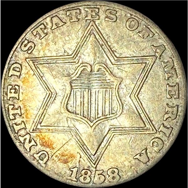 1858 Silver Three-Cent Piece CLOSELY UNCIRCULATED